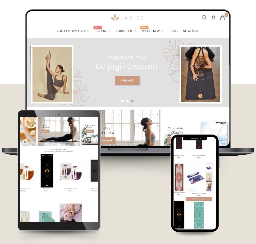 Strona internetowa sklepu z matami i akcesoriami do jogi