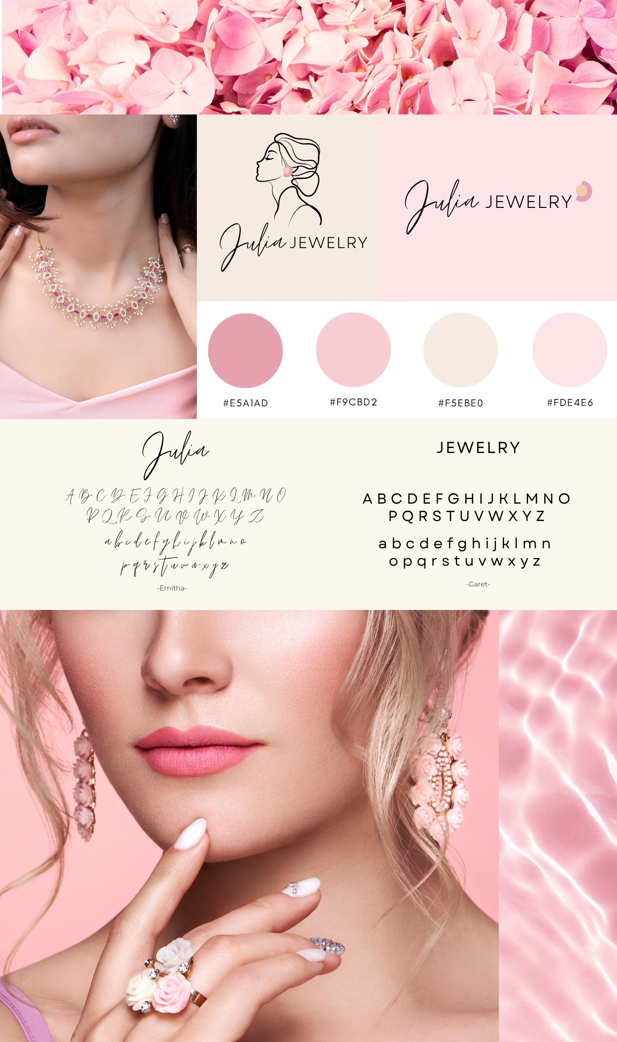 Branding i social media Identyfikacja wizualna dla kobiecej marki brand board sklepu z biżuterią