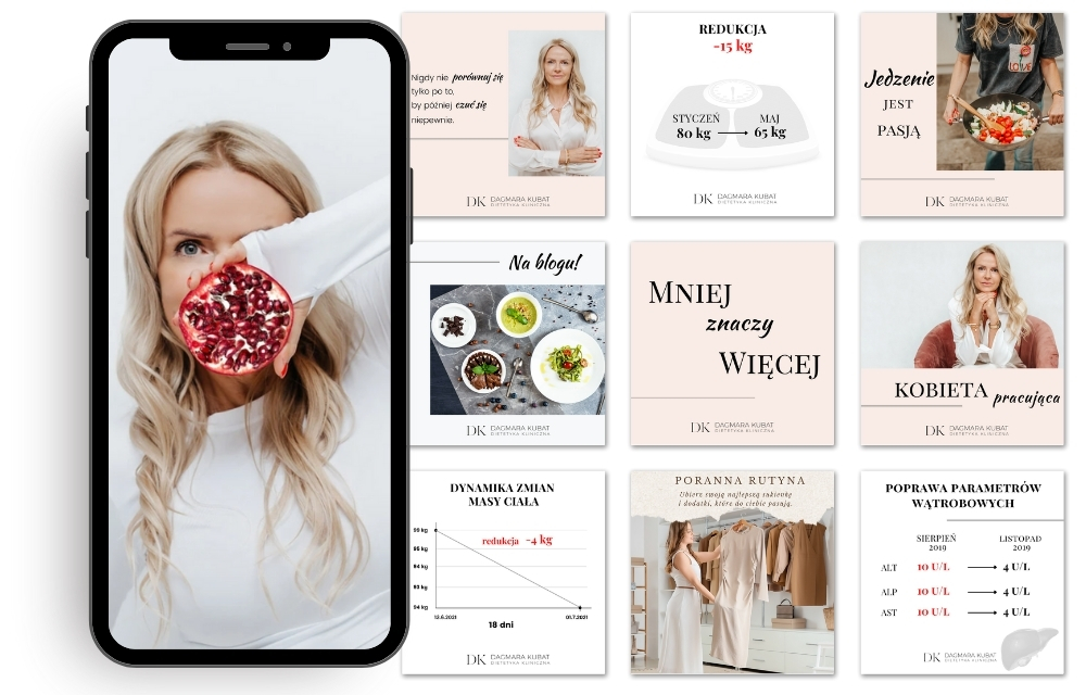 Branding i social media Szablon grafik na social media dla dietetyka i psychodietetyka
