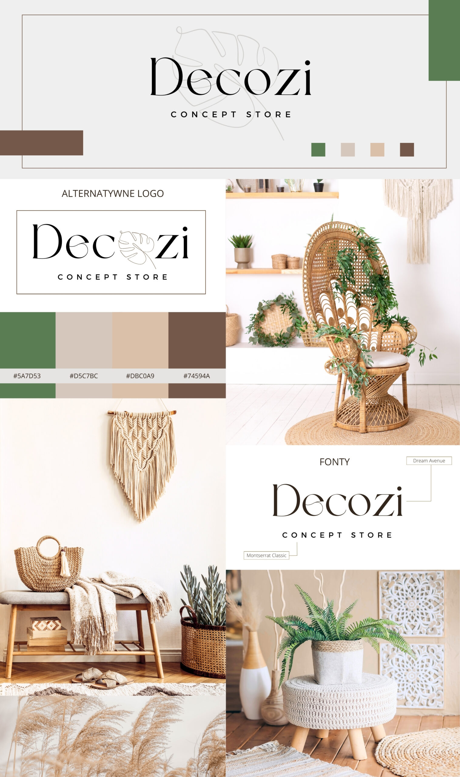 Branding i social media Identyfikacja wizualna dla sklepu z wyposażeniem wnętrz w stylu boho